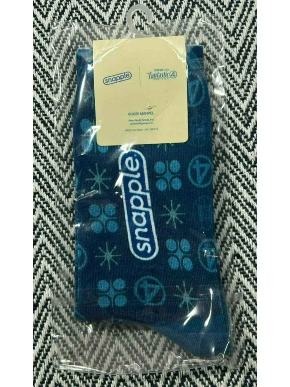 Snapple Fantastic Four Marvel Promotional Socks Blue New In Packaging
